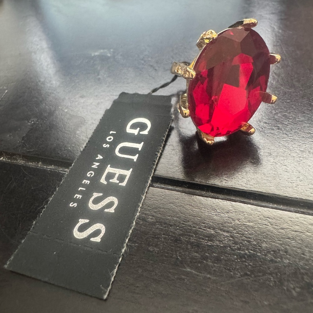 Guess Red and Gold Oval Ring